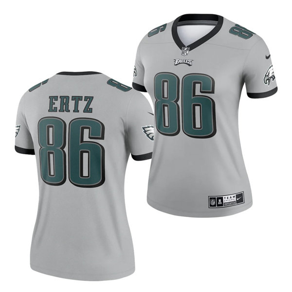 Womens Philadelphia Eagles #86 Zach Ertz Nike 2021 Silver Inverted Legend Jersey