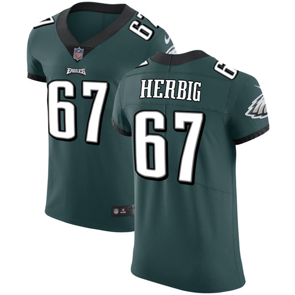Mens Philadelphia Eagles #67 Nate Herbig Nike Midnight Green Vapor Limited Jersey