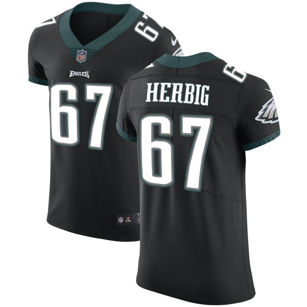 Mens Philadelphia Eagles #67 Nate Herbig Nike Black Vapor Limited Jersey