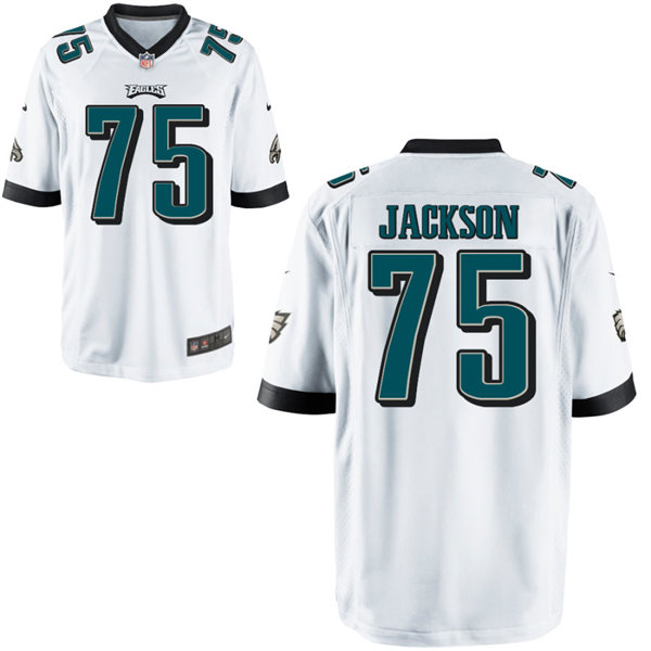 Mens Philadelphia Eagles #75 Tarron Jackson Nike White Vapor Limited Jersey
