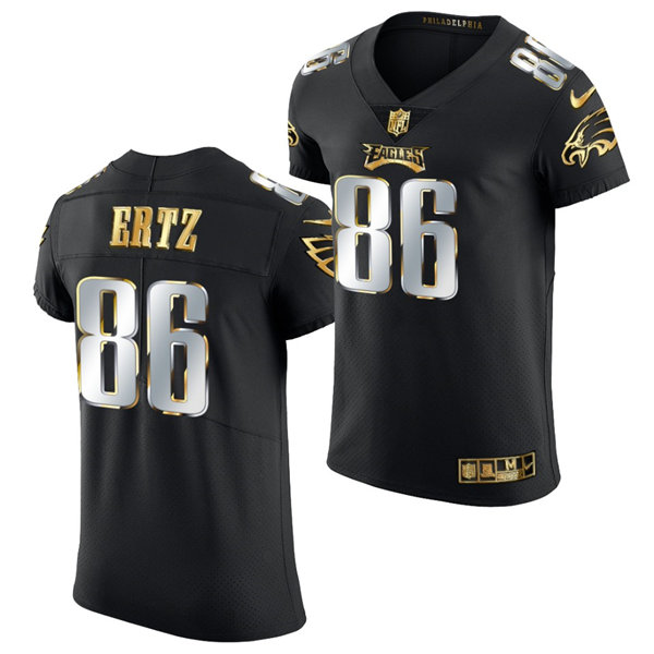 Mens Philadelphia Eagles #86 Zach Ertz Nike Black White Golden Edition Jersey