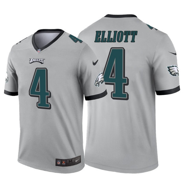 Mens Philadelphia Eagles #4 Jake Elliott Nike 2021 Silver Inverted Legend Jersey
