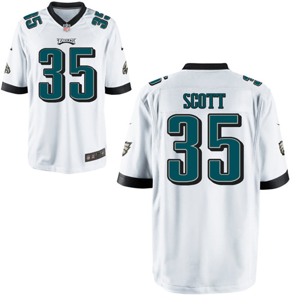 Mens Philadelphia Eagles #35 Boston Scott Nike White Vapor Limited Jersey