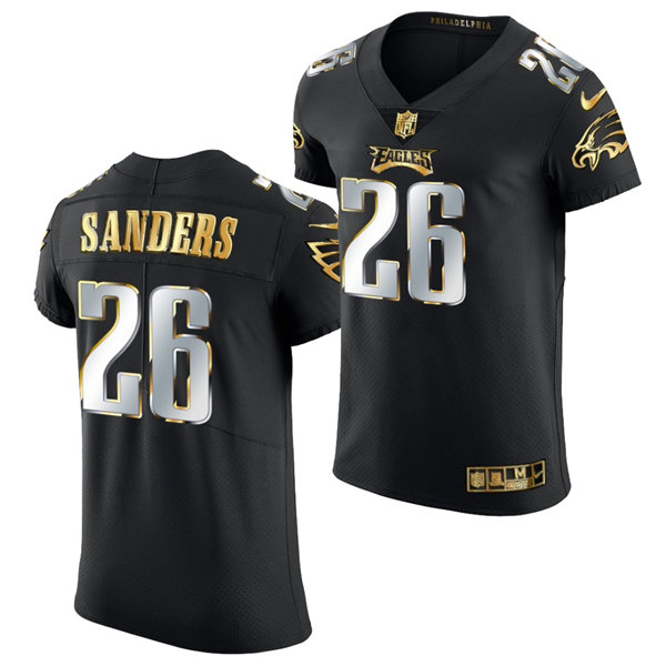 Mens Philadelphia Eagles #26 Miles Sanders Nike Black White Golden Edition Jersey Mens Philadelphia Eagles #26 Miles Sanders Nike Black White Golden Edition Jersey