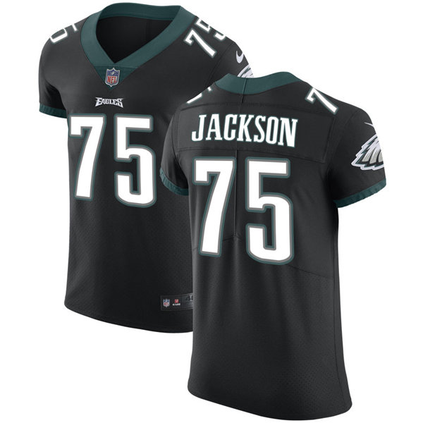 Mens Philadelphia Eagles #75 Tarron Jackson Nike Black Vapor Limited Jersey