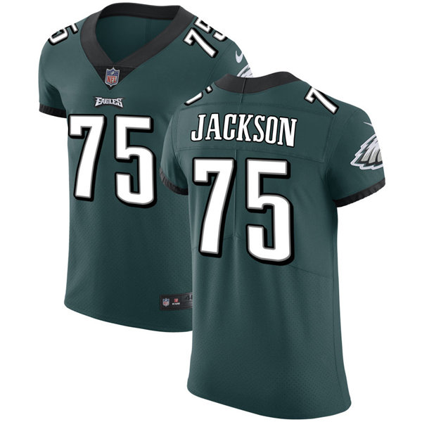 Mens Philadelphia Eagles #75 Tarron Jackson Nike Midnight Green Vapor Limited Jersey