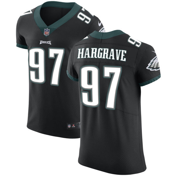 Mens Philadelphia Eagles #97 Javon Hargrave Nike Black Vapor Limited Jersey
