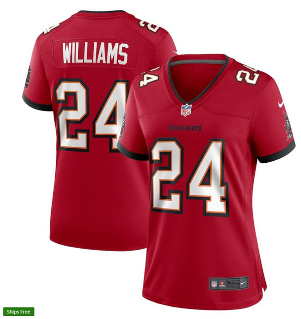 Womens Tampa Bay Buccaneers Retired Player #24 Cadillac Williams Nike Home Red Limited Jersey
