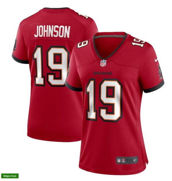 Womens Tampa Bay Buccaneers Retired Player #19 Keyshawn Johnson Nike Home Red Limited Jersey