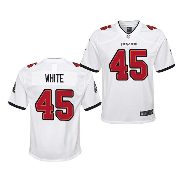 Youth Tampa Bay Buccaneers #45 Devin White Nike Road White Limited Jersey Youth Tampa Bay Buccaneers #45 Devin White Nike Road White Limited Jersey