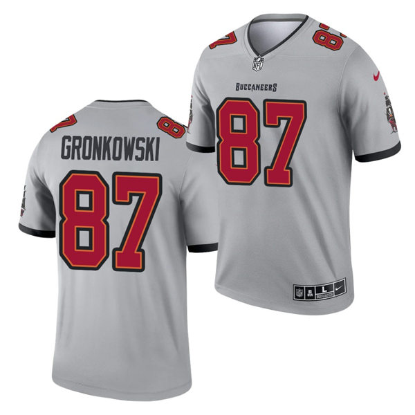 Mens Tampa Bay Buccaneers #87 Rob Gronkowski Nike Gray 2021 Inverted Legend Jersey
