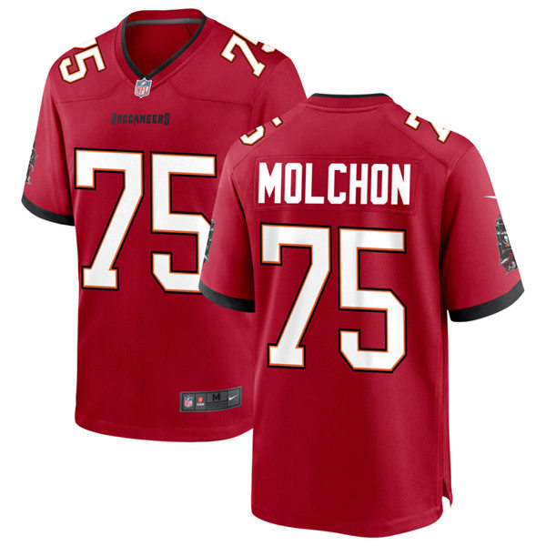 Mens Tampa Bay Buccaneers #75 John Molchon Nike Home Red Vapor Limited Jersey