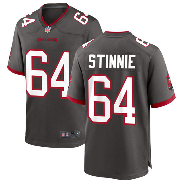 Mens Tampa Bay Buccaneers #64 Aaron Stinnie Nike Pewter Alternate Vapor Limited Jersey