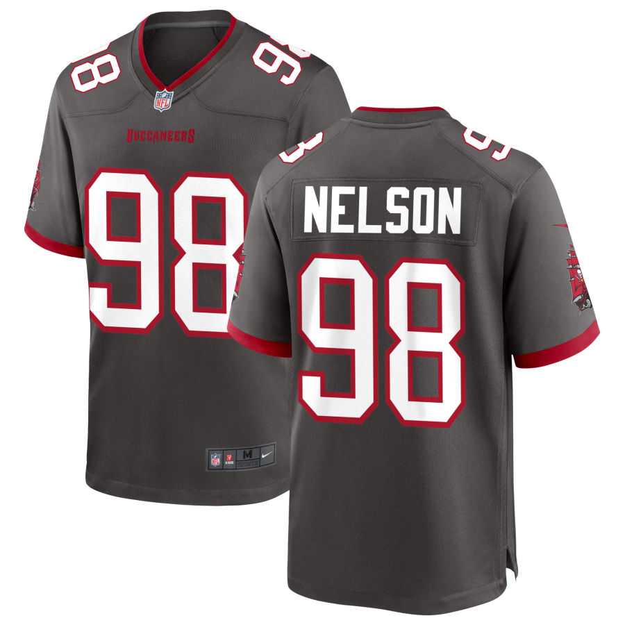 Mens Tampa Bay Buccaneers #98 Anthony Nelson Nike Pewter Alternate Vapor Limited Jersey