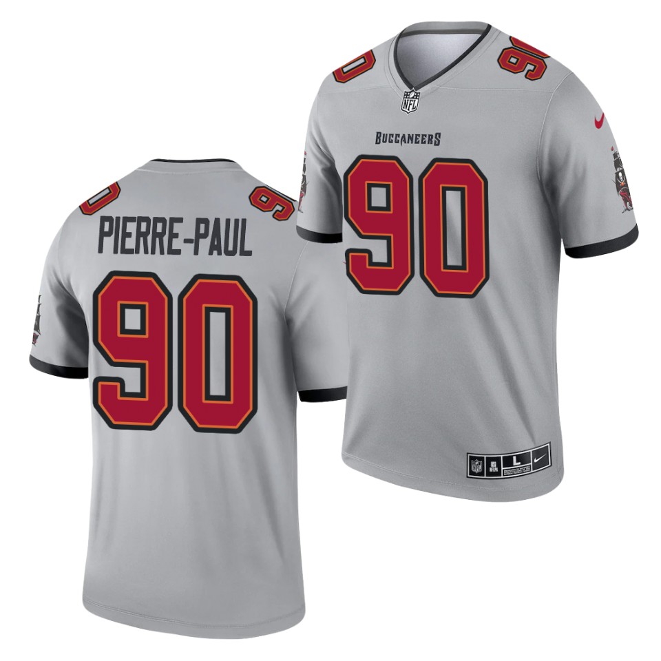 Mens Tampa Bay Buccaneers #90 Jason Pierre-Paul Nike Gray 2021 Inverted Legend Jersey