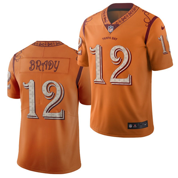 Mens Tampa Bay Buccaneers #12 Tom Brady Nike Orange City Edition Vapor Limited Jersey