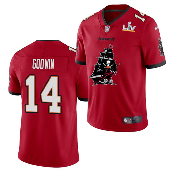 Mens Tampa Bay Buccaneers #14 Chris Godwin Nike Red 2021 Super Bowl LV Champions Alternate Logos Vapor Limited Jersey
