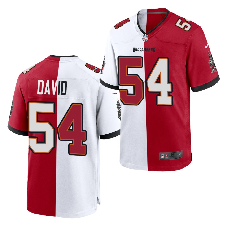 Mens Tampa Bay Buccaneers Retired Player #54 Lavonte David Nike Red White Split Two Tone Jersey