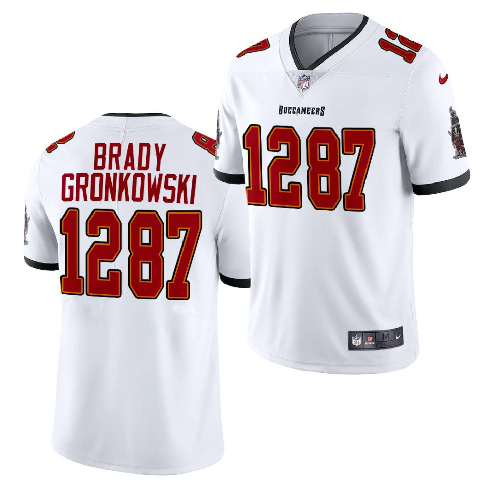 Mens Tampa Bay Buccaneers CP Players #12 Tom Brady #87 Rob Gronkowski Nike White Vapor Limited Jersey