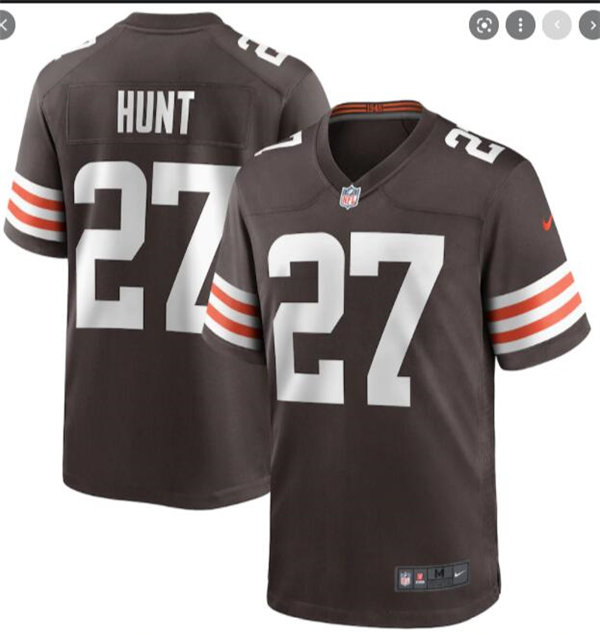 Mens Cleveland Browns #27 Kareem Hunt Nike Brown Home Vapor Limited Jersey