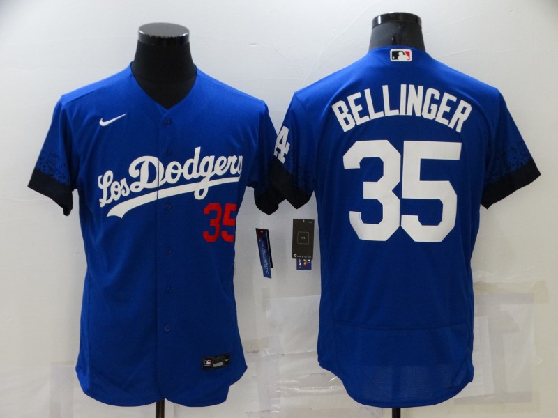 Men's Los Angeles Dodgers #35 Cody Bellinger Blue 2021 City Connect Flex Base Stitched Jersey Men's Los Angeles Dodgers #35 Cody Bellinger Blue 2021 City Connect Flex Base Stitched Jersey