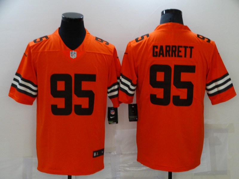 Men's Cleveland Browns #95 Myles Garrett Orange 2021 Inverted Legend Stitched Nike Limited Jersey