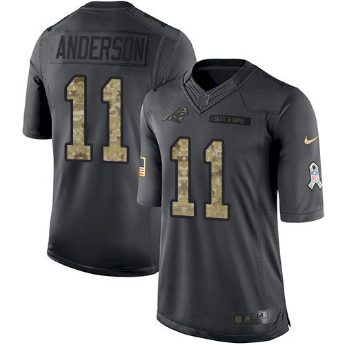 Nike Panthers #11 Robby Anderson Black Men's Stitched NFL Limited 2016 Salute to Service Jersey