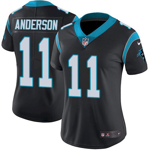Nike Panthers #11 Robby Anderson Black Team Color Women's Stitched NFL Vapor Untouchable Limited Jersey