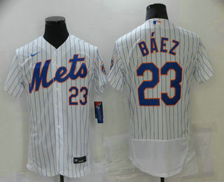 Men's New York Mets #23 Javier Baez White Stitched MLB Flex Base Nike Jersey