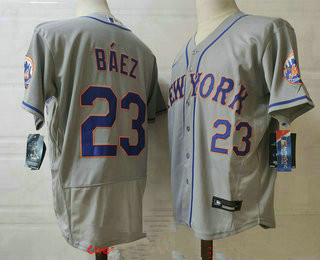 Men's New york mets #23 javier baez grey stitched mlb flex base nike jersey Men's New york mets #23 javier baez grey stitched mlb flex base nike jersey