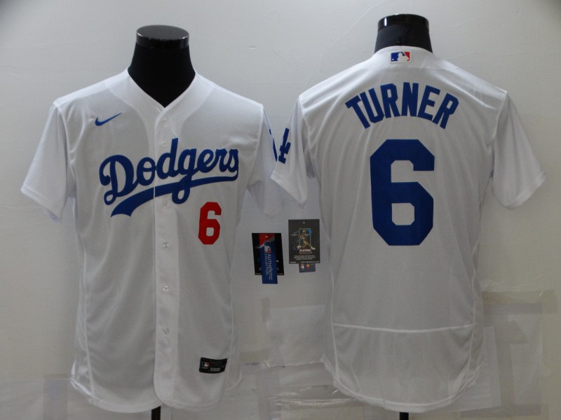 Men's Los Angeles Dodgers #6 Trea Turner White Stitched MLB Flex Base Nike Jersey Men's Los Angeles Dodgers #6 Trea Turner White Stitched MLB Flex Base Nike Jersey