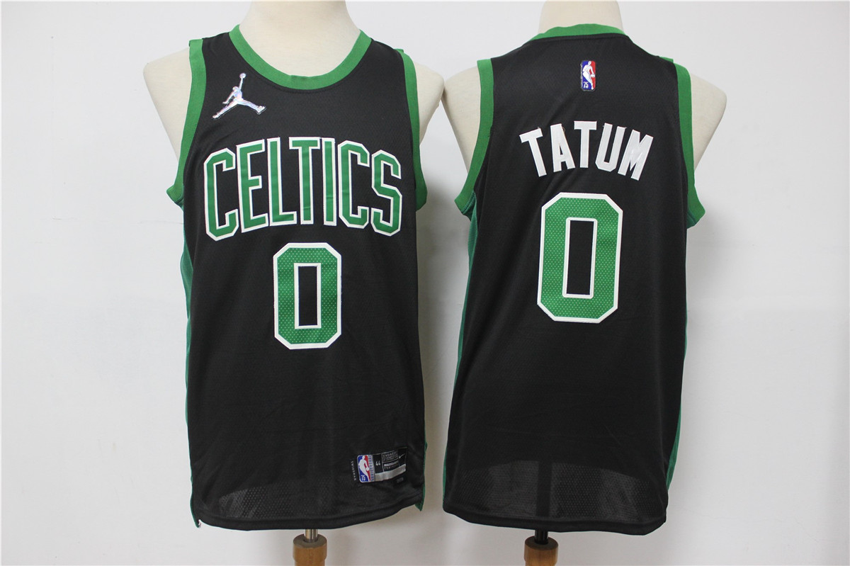 Men's Boston Celtics #0 Jayson Tatum Black Jordan 75th Anniversary Diamond 2021 Stitched Jersey
