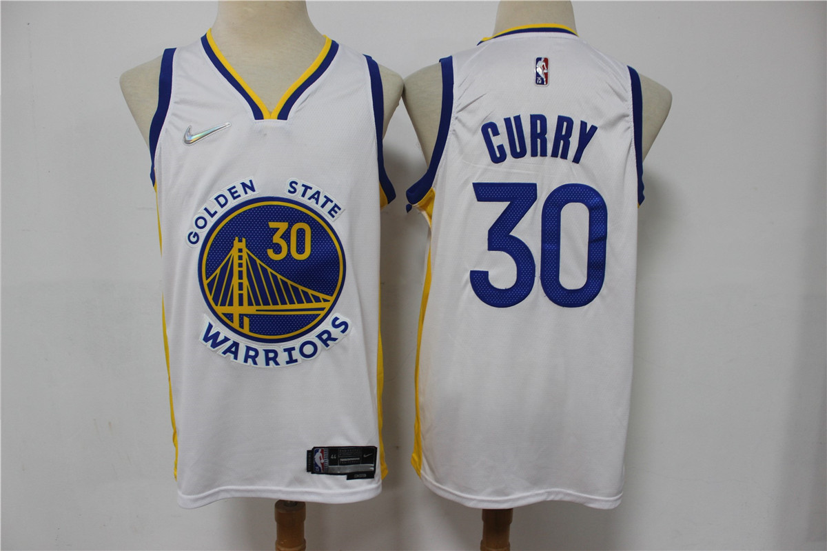Men's Golden State Warriors #30 Stephen Curry White 75th Anniversary Diamond 2021 Stitched Jersey