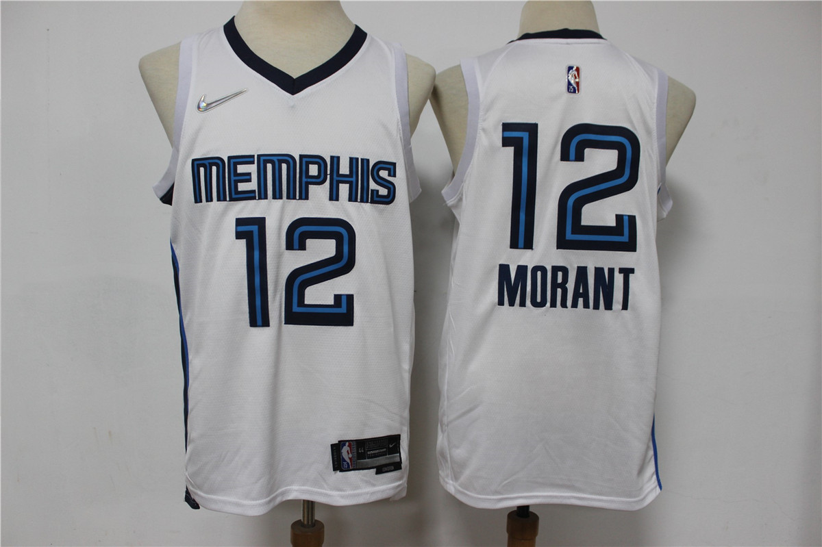 Men's Memphis Grizzlies #12 Ja Morant White Nike 75th Anniversary Diamond 2021 Stitched Jersey