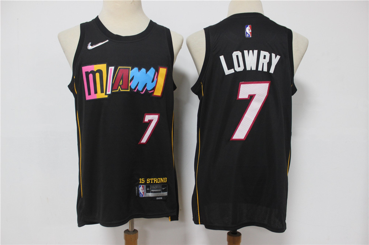Men's Miami Heat #7 Kyle Lowry Black Diamond 2022 City Edition Swingman Stitched Jersey