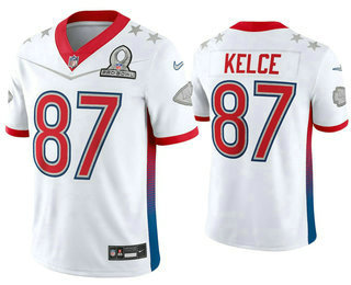 Men's Kansas City Chiefs #87 Travis Kelce White 2022 Pro Bowl Vapor Untouchable Stitched Limited Jersey
