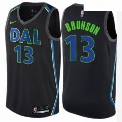 Mens Nike Dallas Mavericks 13 Jalen Brunson Swingman Black NBA Jersey City Edition