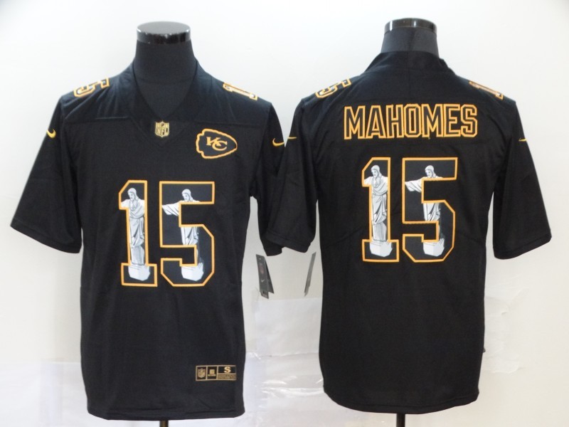 Men's Kansas City Chiefs #15 Patrick Mahomes Jesus Faith Black Vapor Untouchable Stitched NFL Nike Limited Jersey