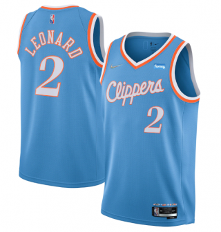 Men's Los Angeles Clippers #2 Kawhi Leonard Light Blue 2021-22 City Edition 75th Anniversary Stitched Basketball Jersey