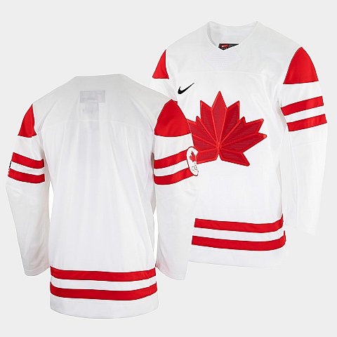 Men's Blank Canada Hockey White 2022 Beijing Winter Olympic Home Rrplica Jersey