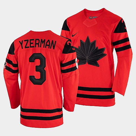 Men's Canada Hockey Steve Yzerman Red 2022 Winter Olympic #3 Gold Winner Jersey