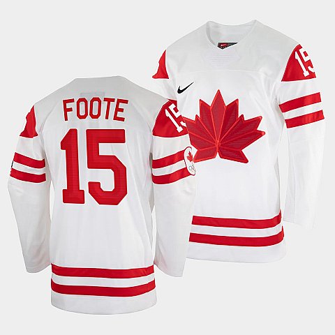 Men's Adam Foote Canada Hockey White 2022 Winter Olympic #15 Salt Lake City Jersey
