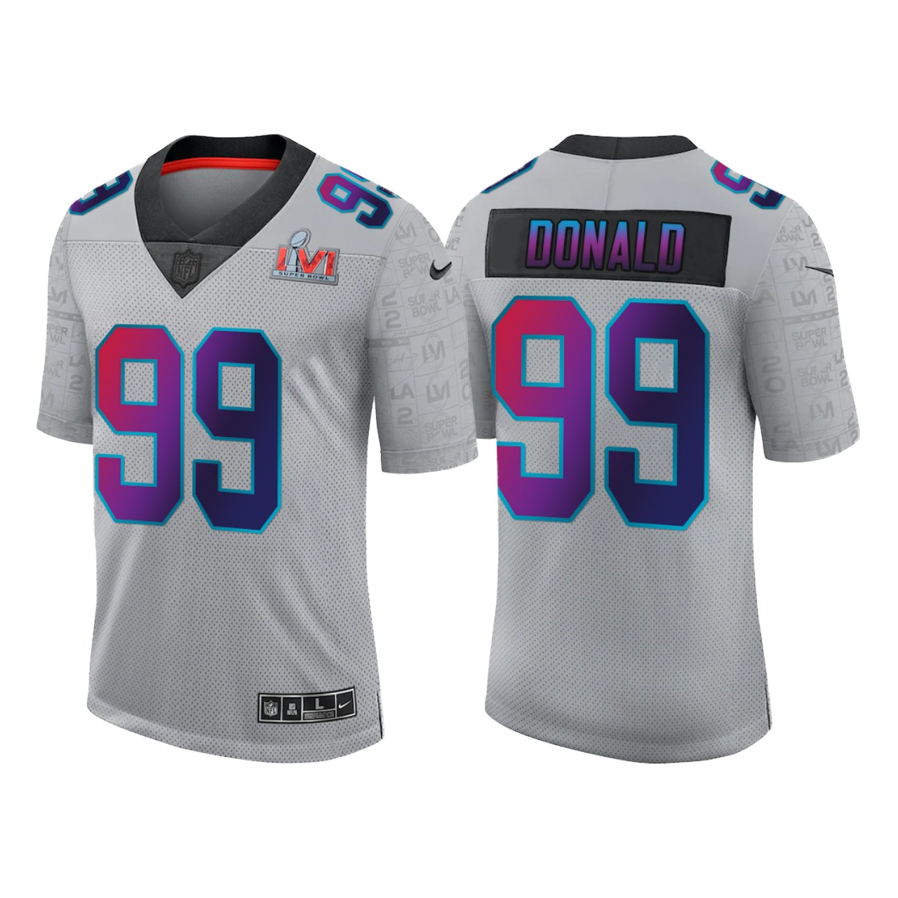 Men's Los Angeles Rams #99 Aaron Donald 2022 Grey Super Bowl LVI Limited Stitched Jersey