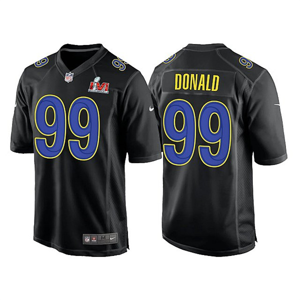 Men's Los Angeles Rams #99 Aaron Donald 2022 Black Super Bowl LVI Game Stitched Jersey
