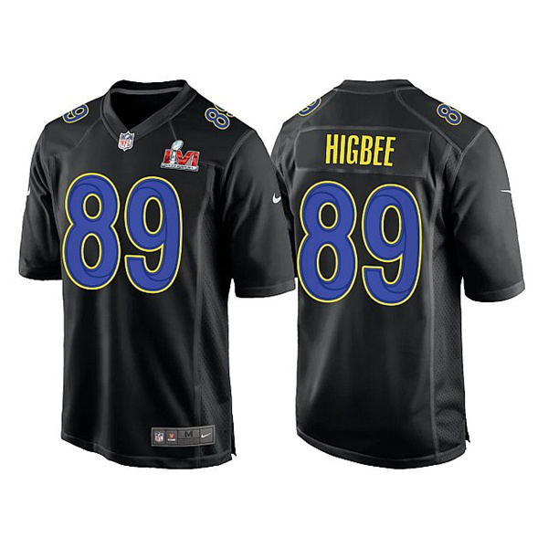 Men's Los Angeles Rams #89 Tyler Higbee 2022 Black Super Bowl LVI Game Stitched Jersey