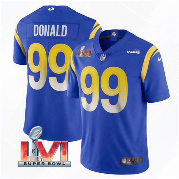 Men's Los Angeles Rams #99 Aaron Donald 2022 Royal Super Bowl LVI Vapor Limited Stitched Jersey