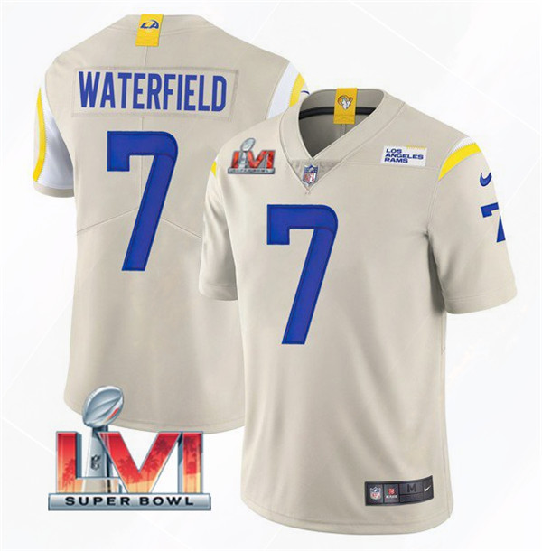Men's Los Angeles Rams #7 Bob Waterfield 2022 Bone Super Bowl LVI Vapor Limited Stitched Jersey