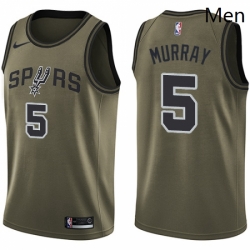 Mens Nike San Antonio Spurs 5 Dejounte Murray Swingman Green Salute to Service NBA Jersey