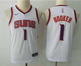 Youth Phoenix Suns #1 Devin Booker White Nike Swingman Stitched NBA Jersey