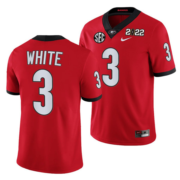 Men's Georgia Bulldogs #3 Zamir White 2022 Patch Red College Football Stitched Jersey